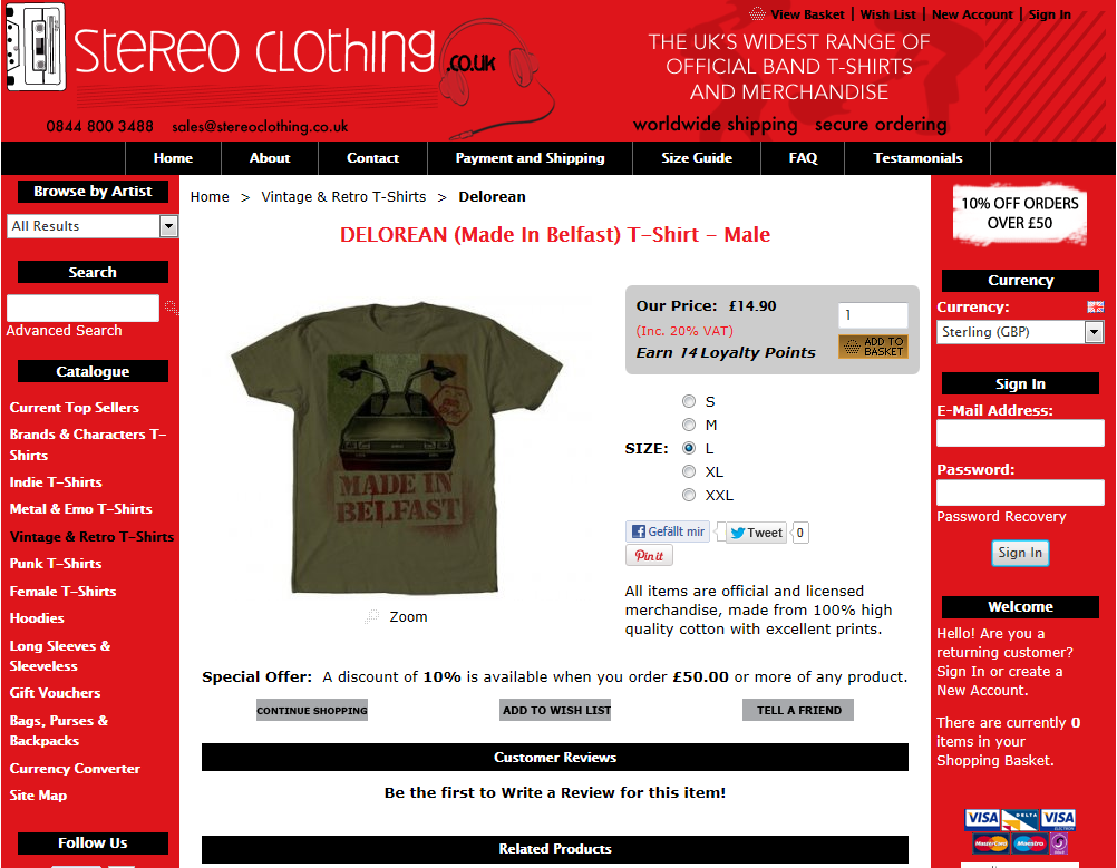 Stereo Clothing - DELOREAN (Made In Belfast) T-Shirt - Male - Windows Internet E_2012-09-10_23-12-07.png